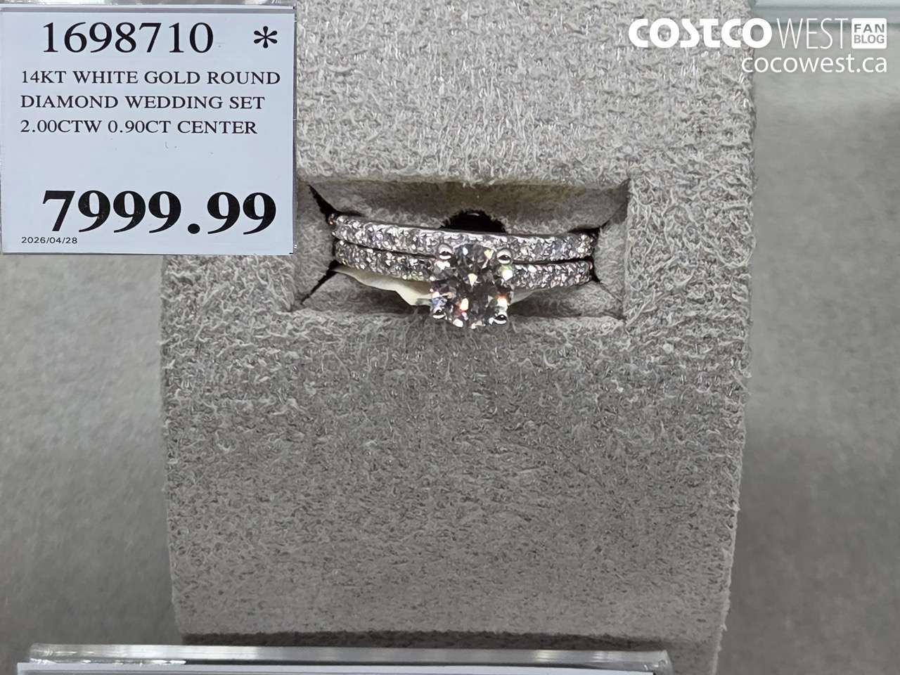 1698710 14KT WHITE GOLD ROUND DIAMOND WEDDING SET 2.00CTW 0.90CT CENTER $7999.99