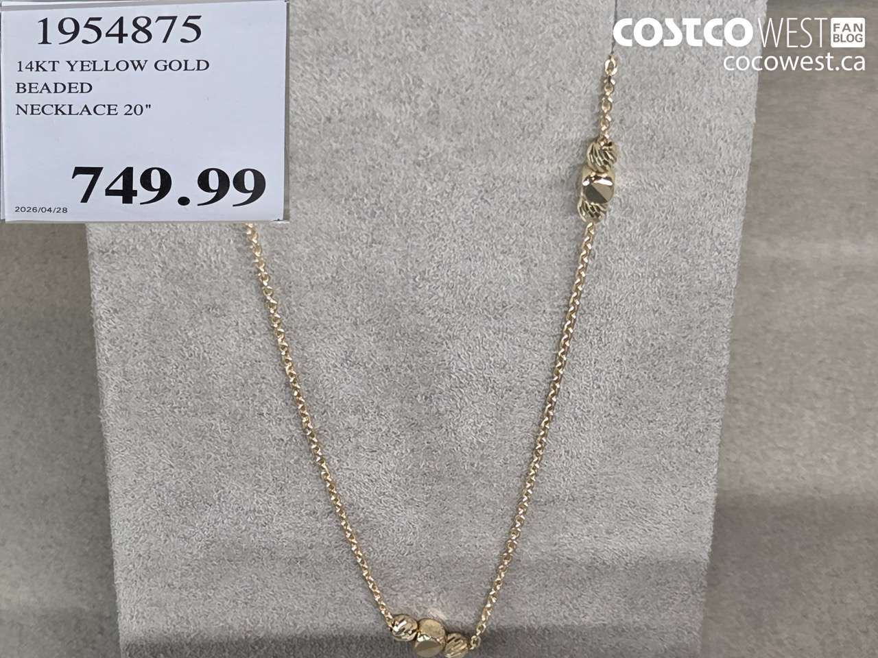 1954875 14KT YELLOW GOLD BEADED NECKLACE 20