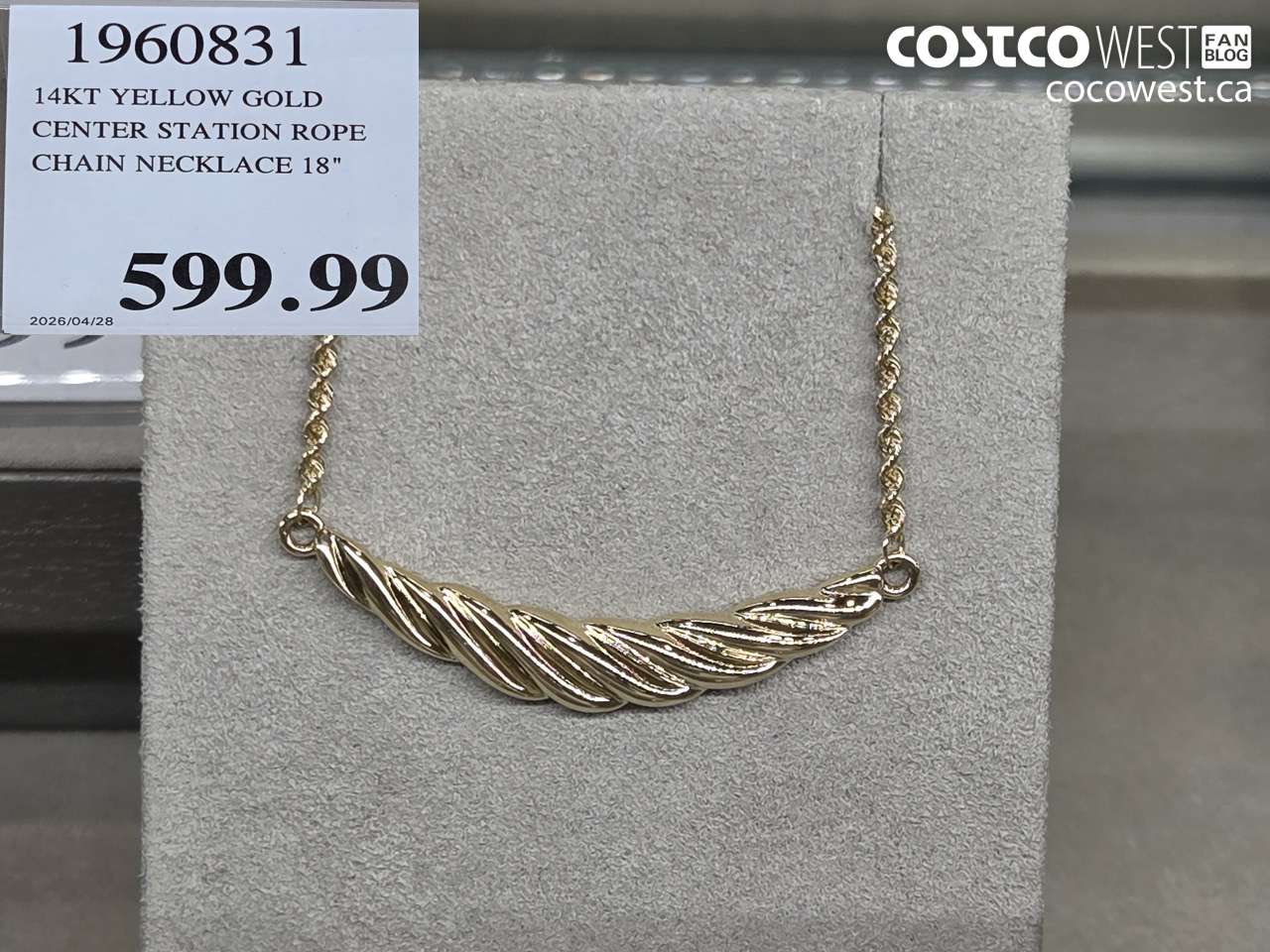 19608331 14KT YELLOW GOLD CENTER STATION ROPE CHAIN NECKLACE 18