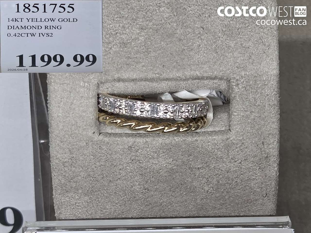 1851755 14KT YELLOW GOLD DIAMOND RING 0.42CTW IVS2 $1199.99