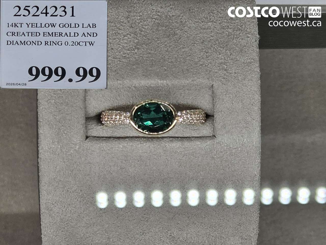 252424231 14KT YELLOW GOLD LAB CREATED EMERALD AND DIAMOND RING 0.20CTW $999.99