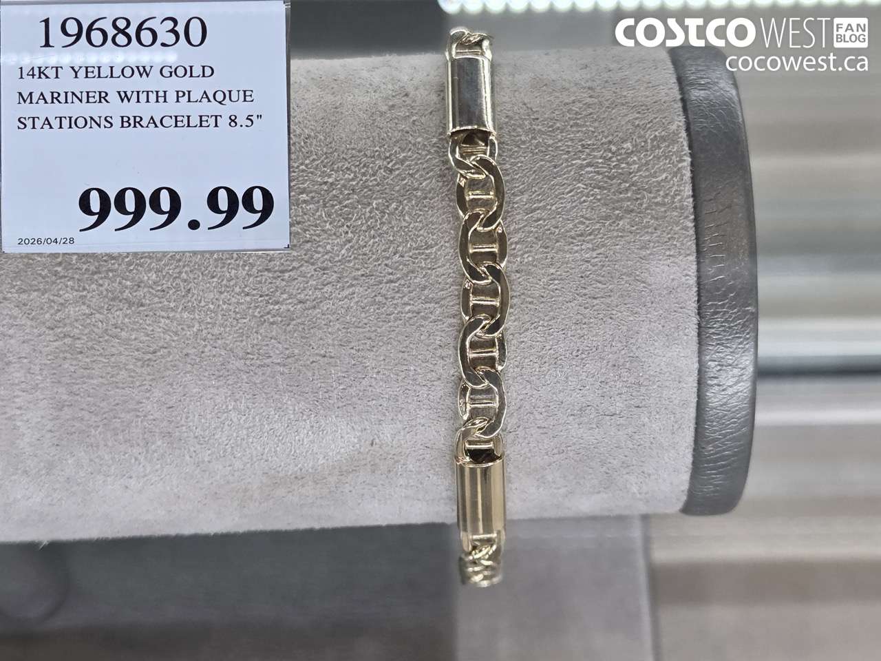 1968630 14KT YELLOW GOLD MARINER WITH PLAQUE STATIONS BRACELET 8.5