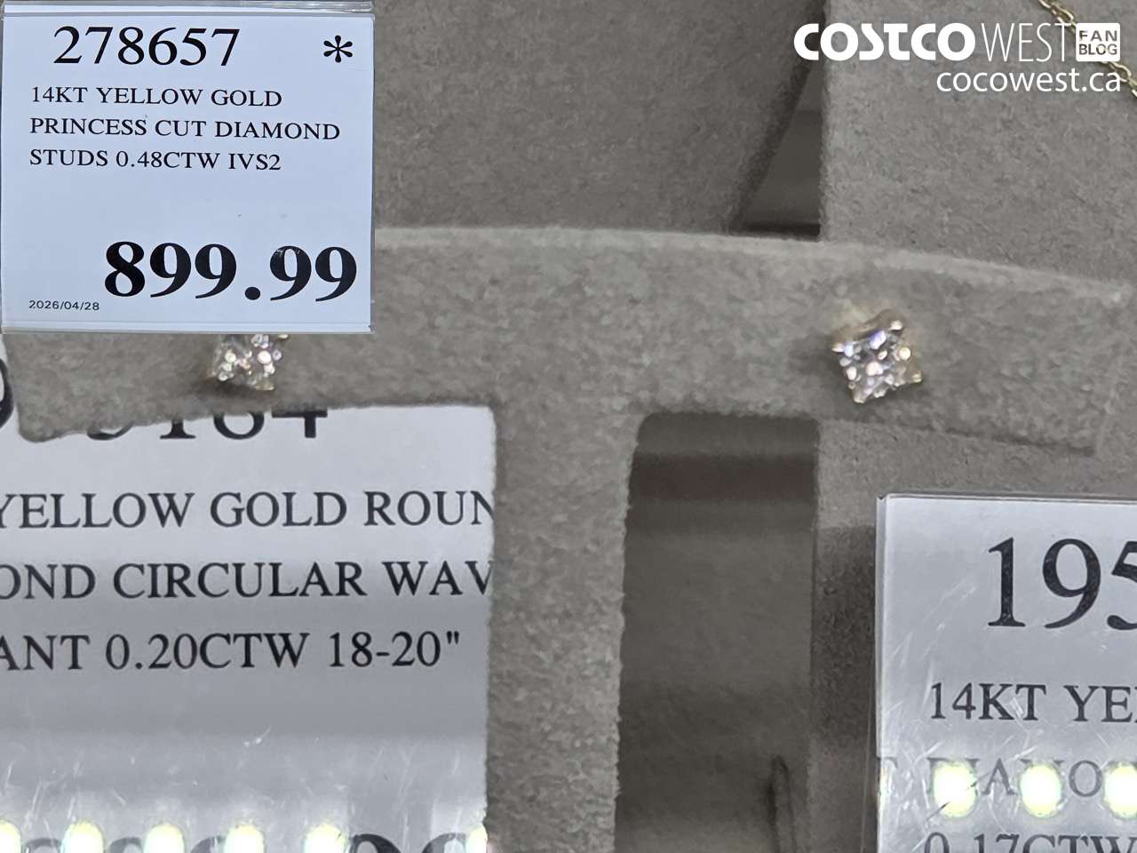 2718657 14KT YELLOW GOLD PRINCESS CUT DIAMOND STUDS 0.48CTW IVS2 $899.99