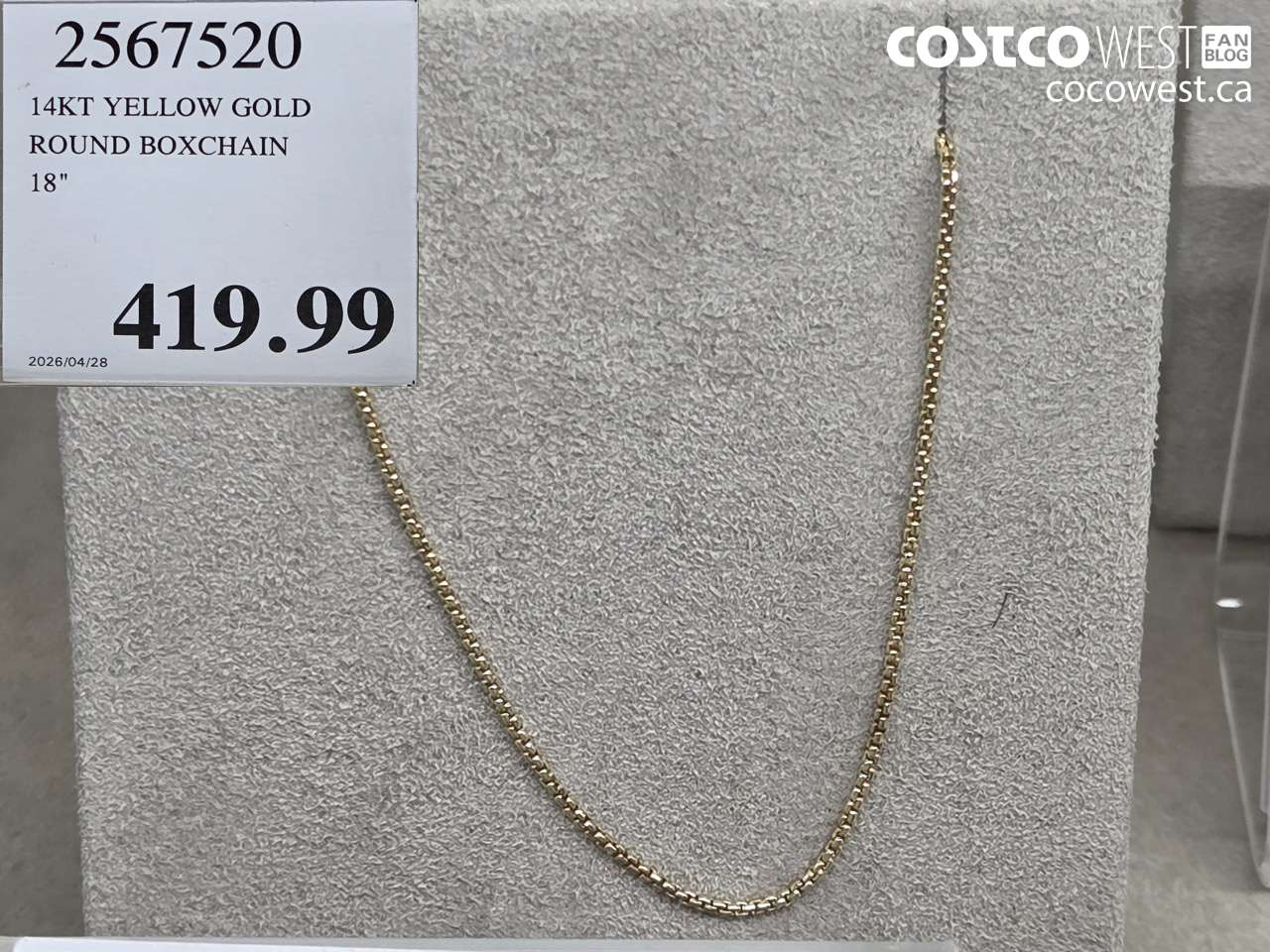 2567520 14KT YELLOW GOLD ROUND BOXCHAIN 18