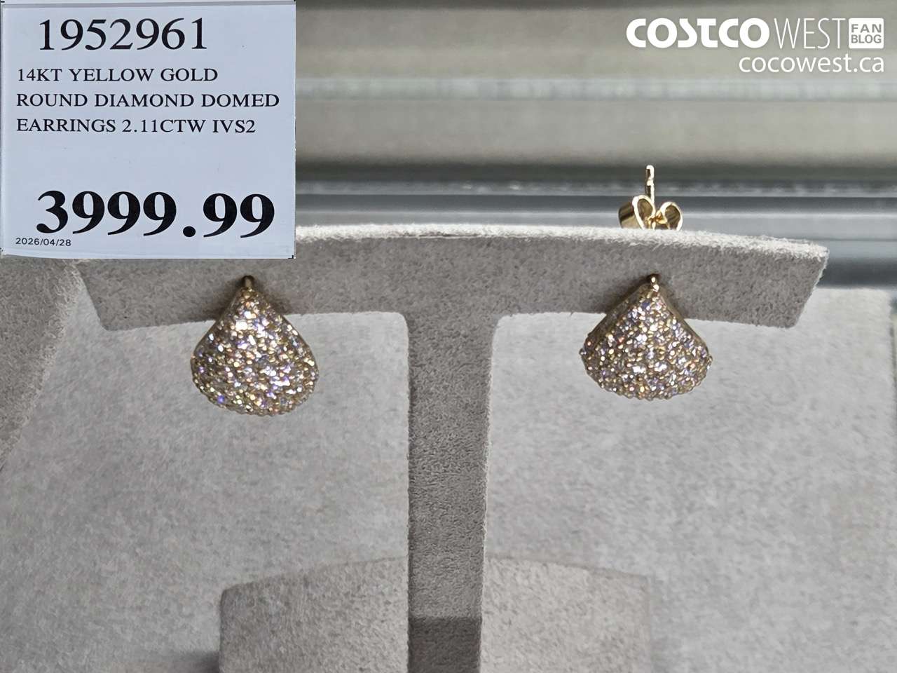 19529061 14KT YELLOW GOLD ROUND DIAMOND DOMED EARRINGS 2.1CTTW VS2 $3999.99