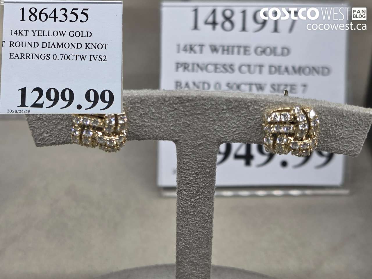 1864355 14KT YELLOW GOLD ROUND DIAMOND KNOT EARRINGS 0.70CTW IVS2 $1299.99