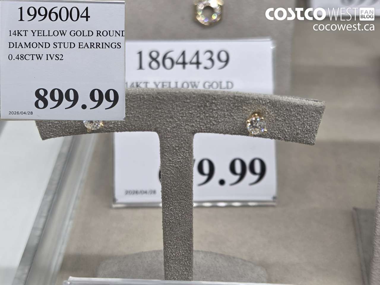 1996004 14KT YELLOW GOLD ROUND DIAMOND STUD EARRINGS 0.48CTW IVS2 $899.99