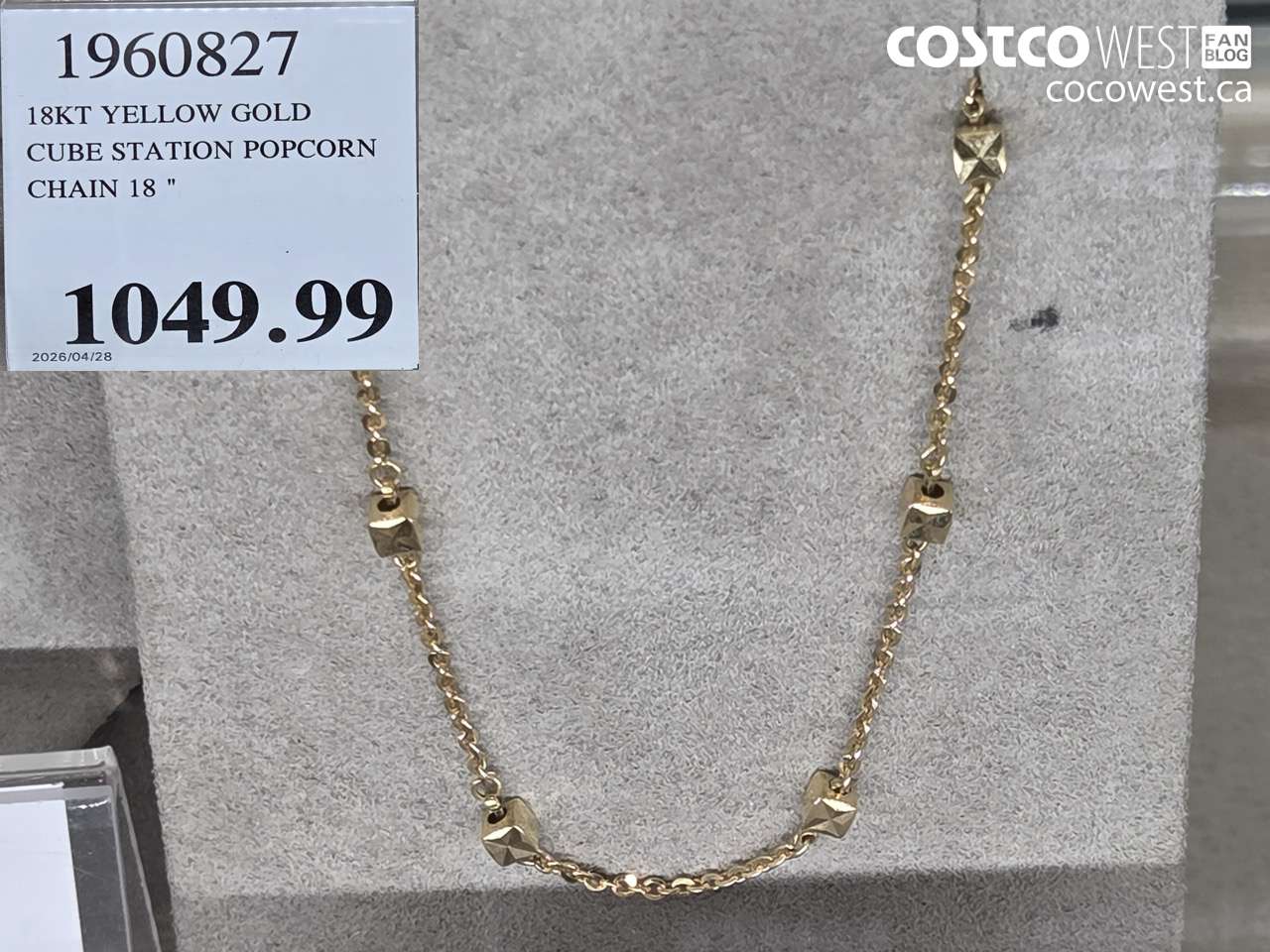 1900827 18KT YELLOW GOLD CUBE STATION POPCORN CHAIN 18