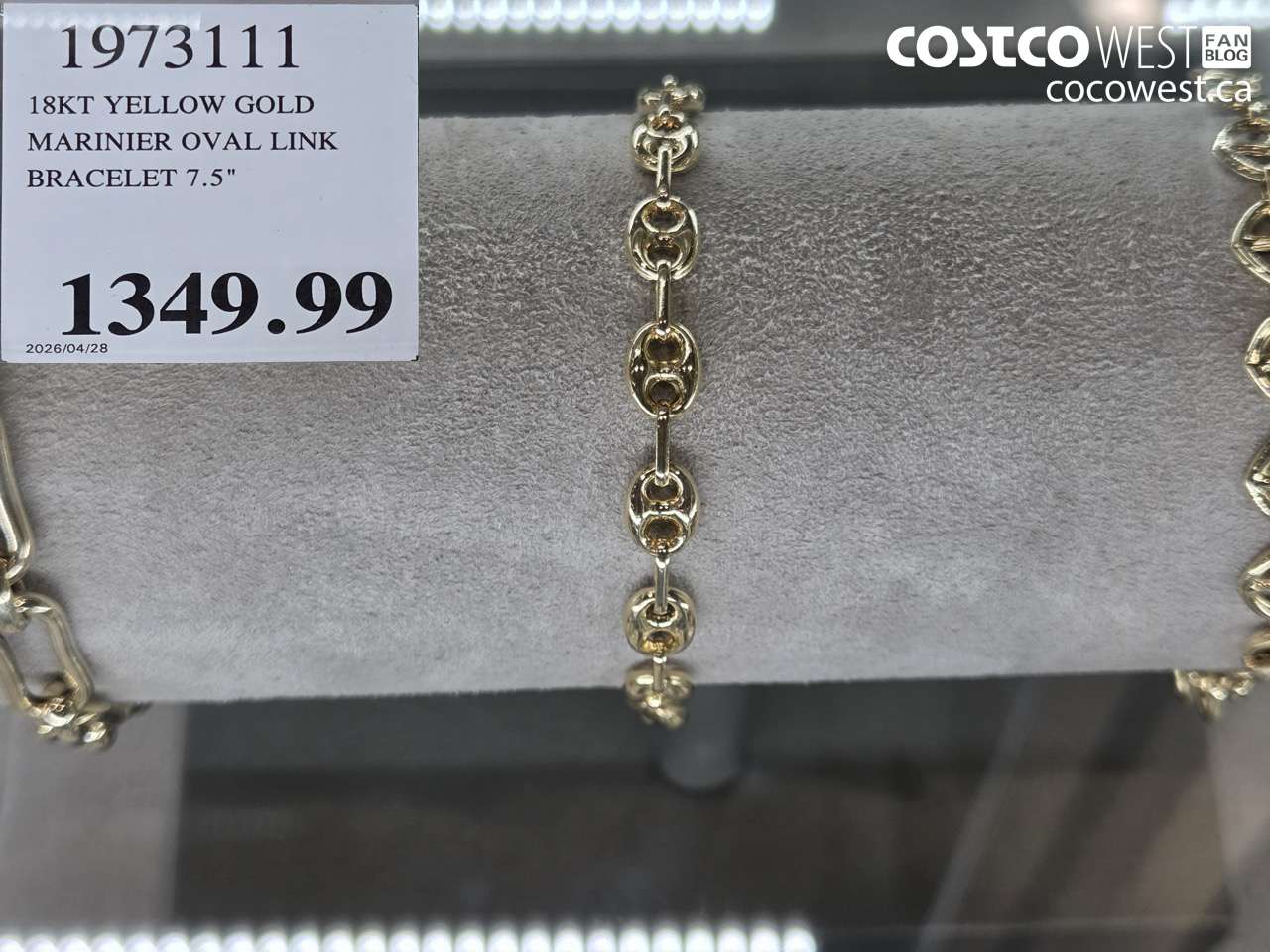 1973111 18KT YELLOW GOLD MARINER OVAL LINK BRACELET 7.5 $1349.99