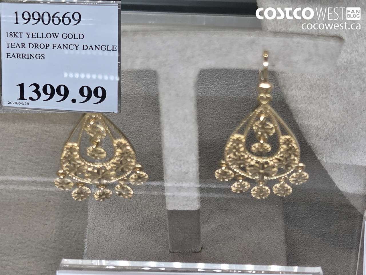 1999669 18KT YELLOW GOLD TEAR DROP FANCY DANGLE EARRINGS $1399.99