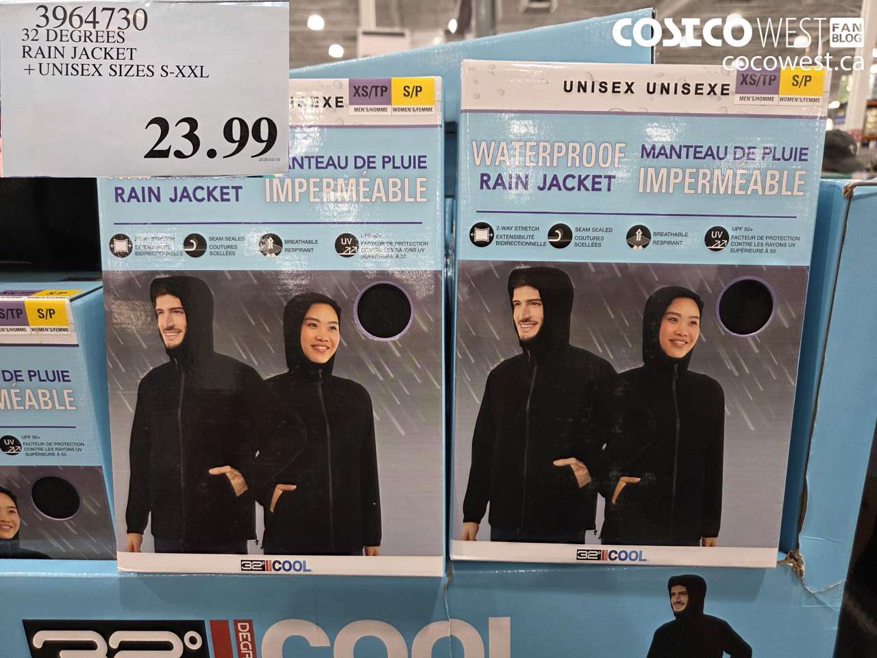 3964730 32 DEGREES RAIN JACKET + UNISEX SIZES S-XXL $23.99