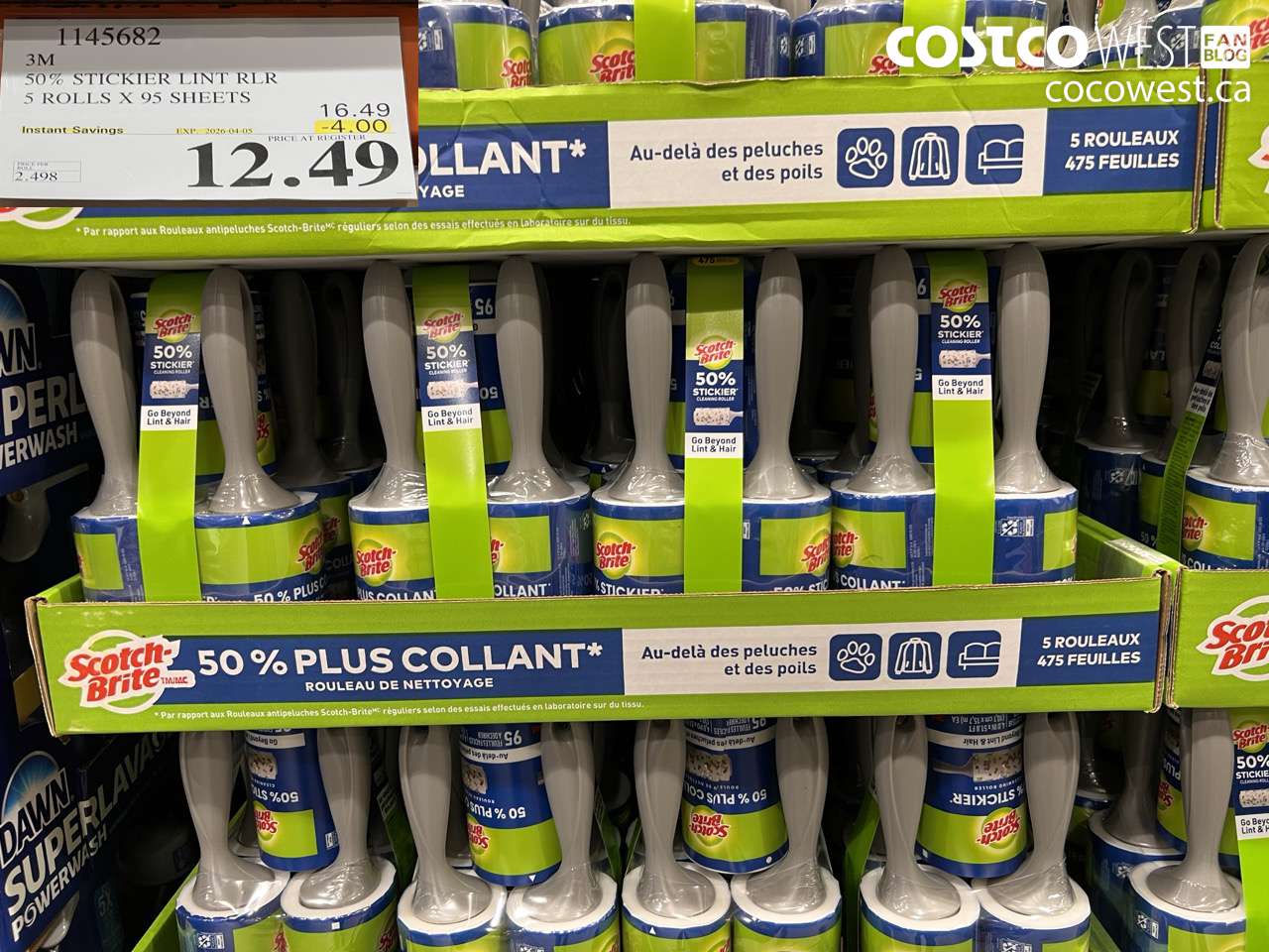 1145682 3M 50% STICKIER LINT RLR 5 ROLLS X 95 SHEETS ($4.00 INSTANT SAVINGS EXPIRES ON 2026-04-05) $12.49