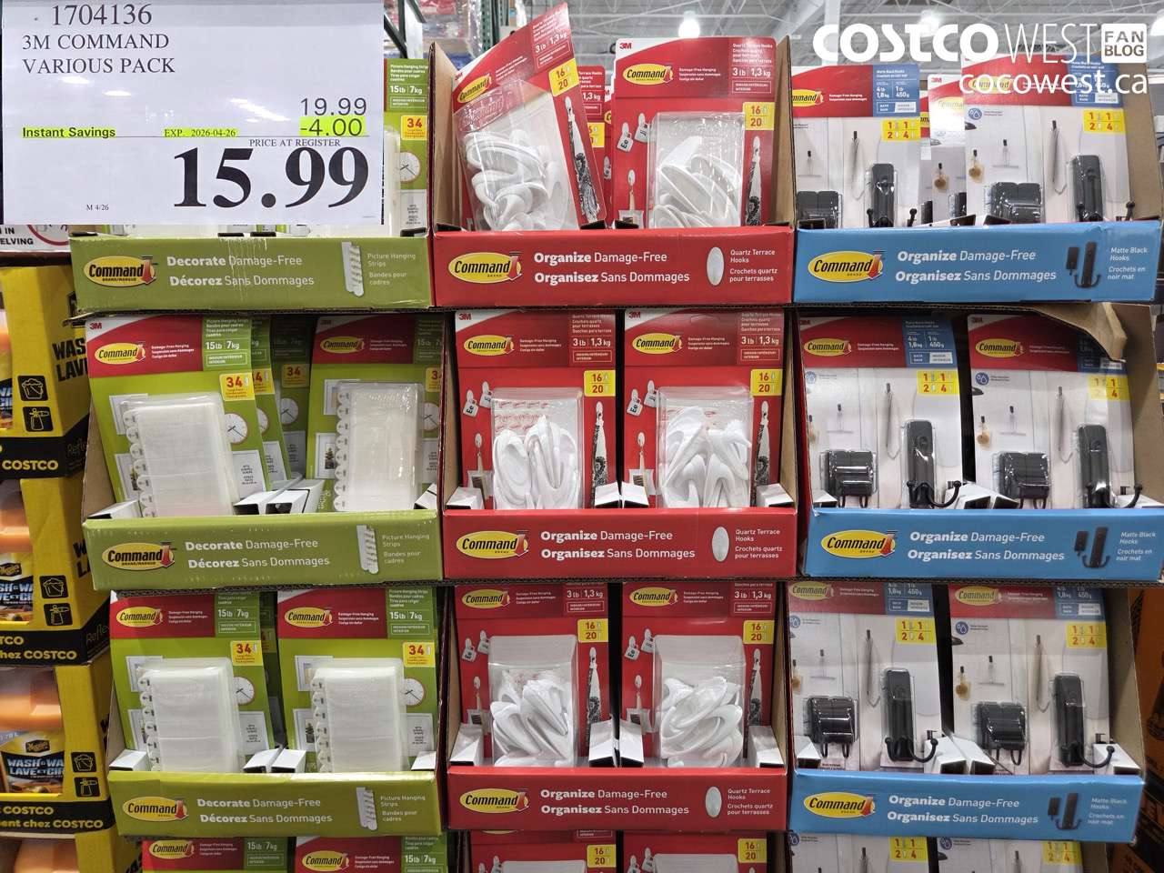 1704136 3M COMMAND VARIOUS PACK ($4.00 INSTANT SAVINGS EXPIRES ON 2026-04-26) $15.99