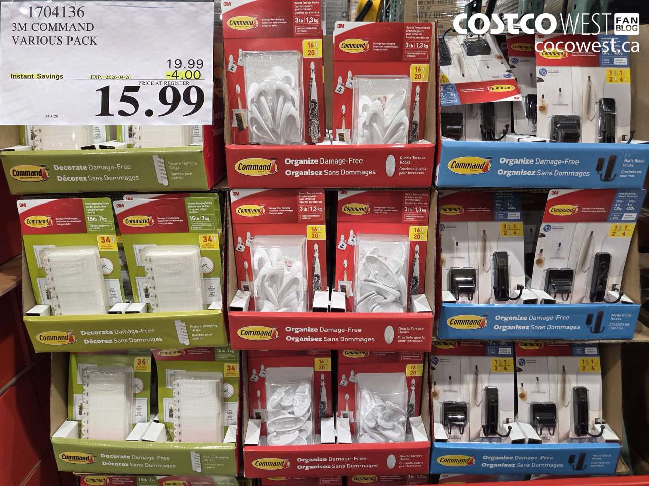 1704136 3M COMMAND VARIOUS PACK ($4.00 INSTANT SAVINGS EXPIRES ON 2026-04-26) $15.99