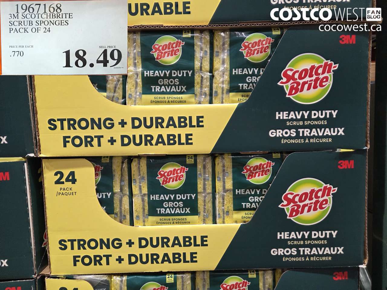 1967168 3M SCOTCHBRITE SCRUB SPONGES PACK OF 24 $18.49