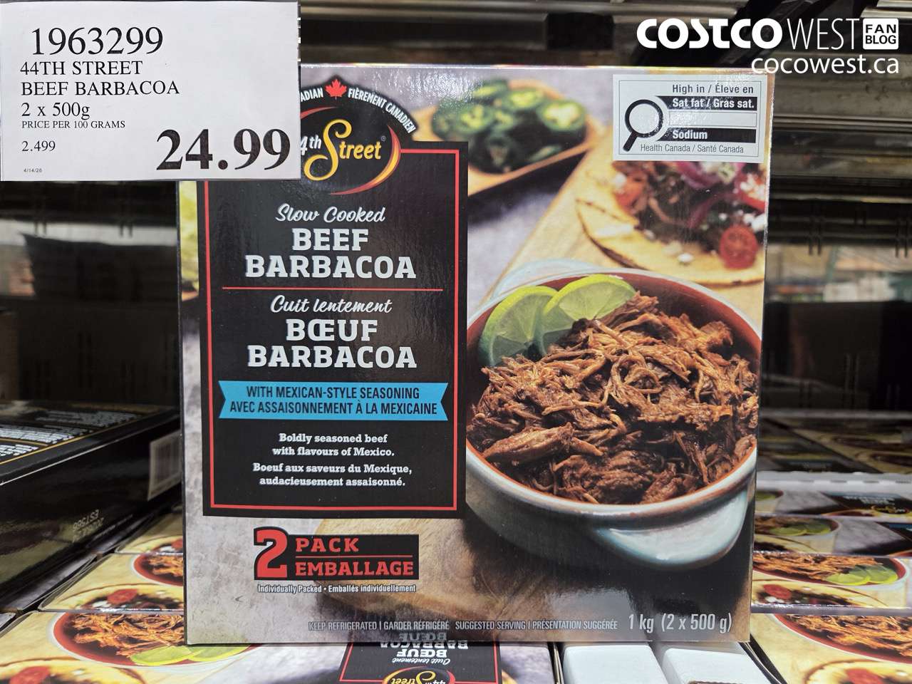 1963299 44TH STREET BEEF BARBACOA 2 X 500G $24.99