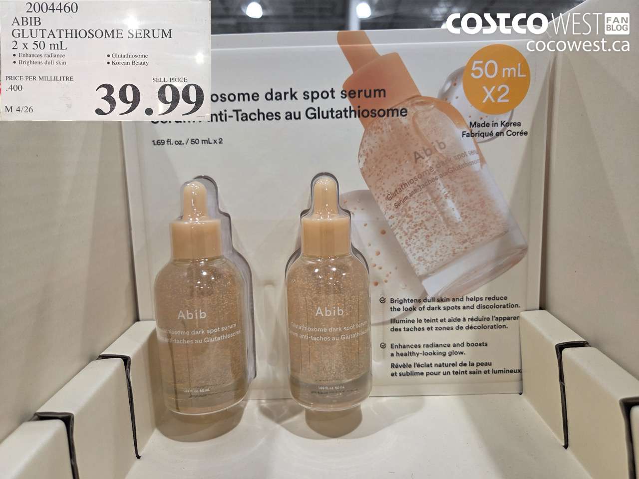 2004460 ABIB GLUTATHIONE SERUM 2 X 50 ML $39.99