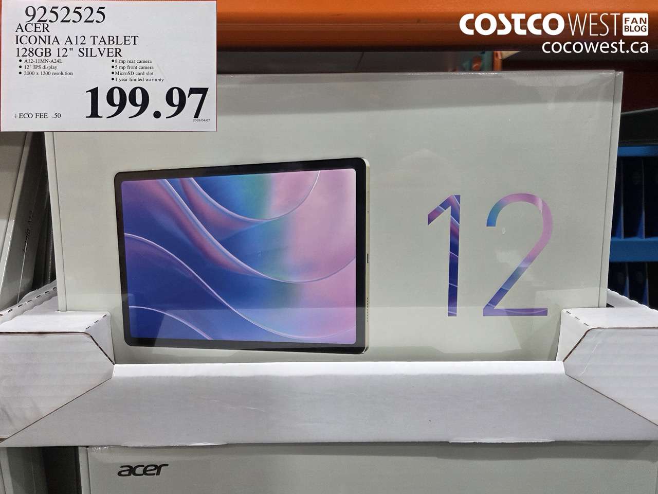 9252525 ACER ICONIA A12 TABLET 128GB 12