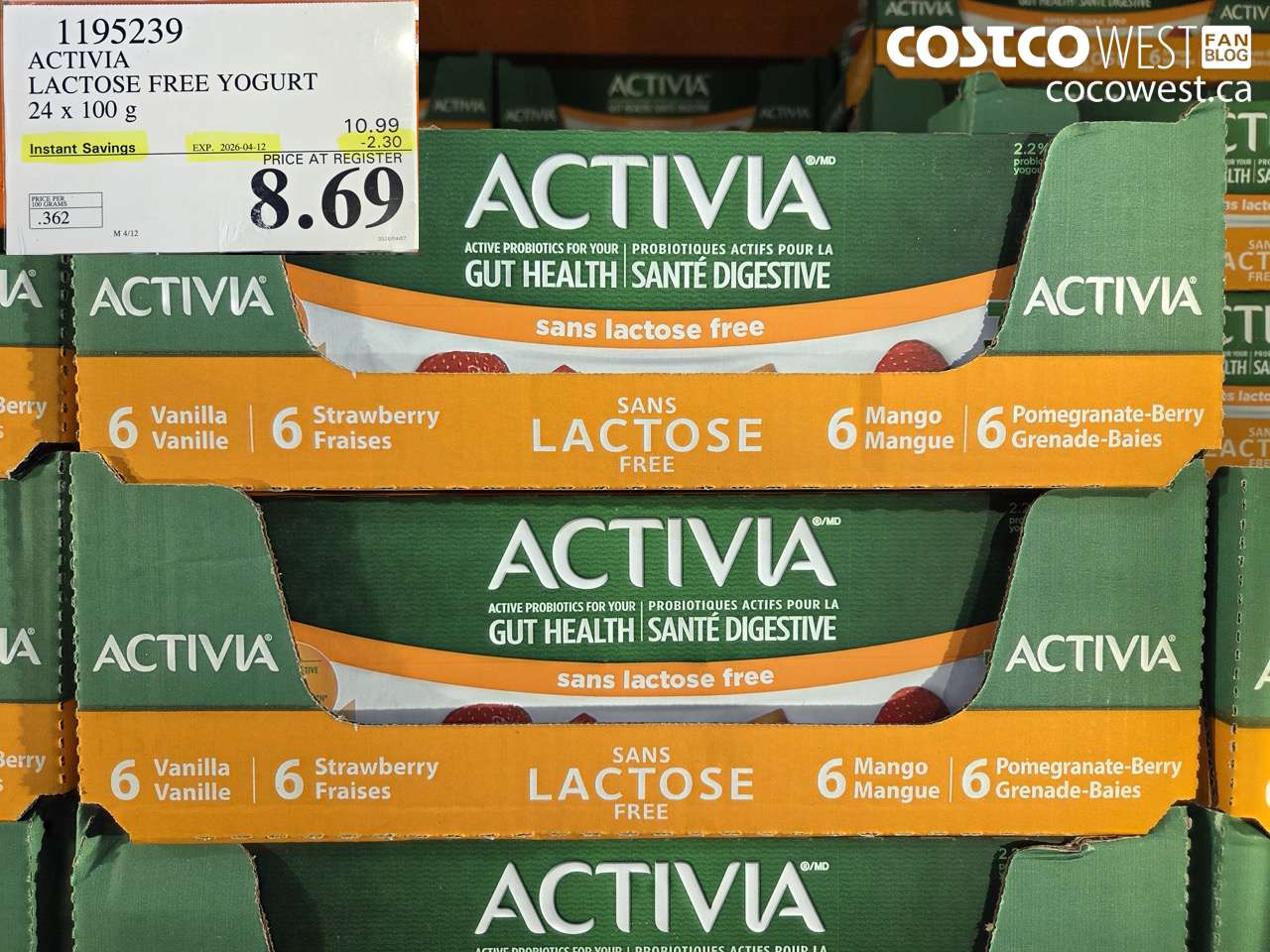 1195239 ACTIVA LACTOSE FREE YOGURT 24 X 100 G ($2.30 INSTANT SAVINGS EXPIRES ON 2026-04-12) $8.69