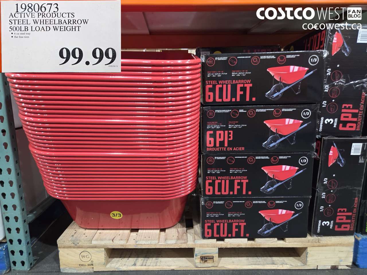 1980673 ACTIVE PRODUCTS STEEL WHEELBARROW 500LB LOAD WEIGHT $99.99