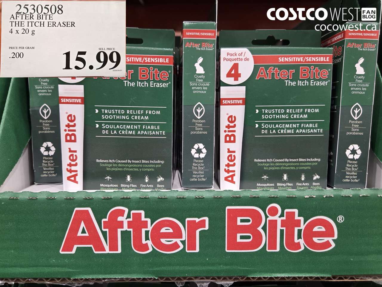 2530508 AFTER BITE THE ITCH ERASER 4 X 20 G $15.99