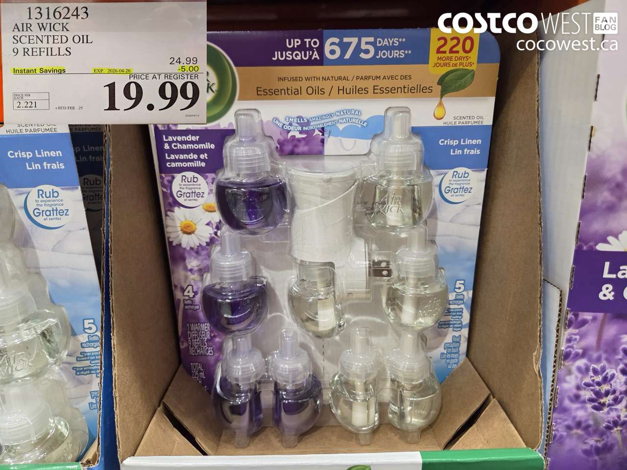 1316243 AIR WICK SCENTED OIL 9 REFILLS ($5.00 INSTANT SAVINGS EXPIRES ON 2026-04-26) $19.99
