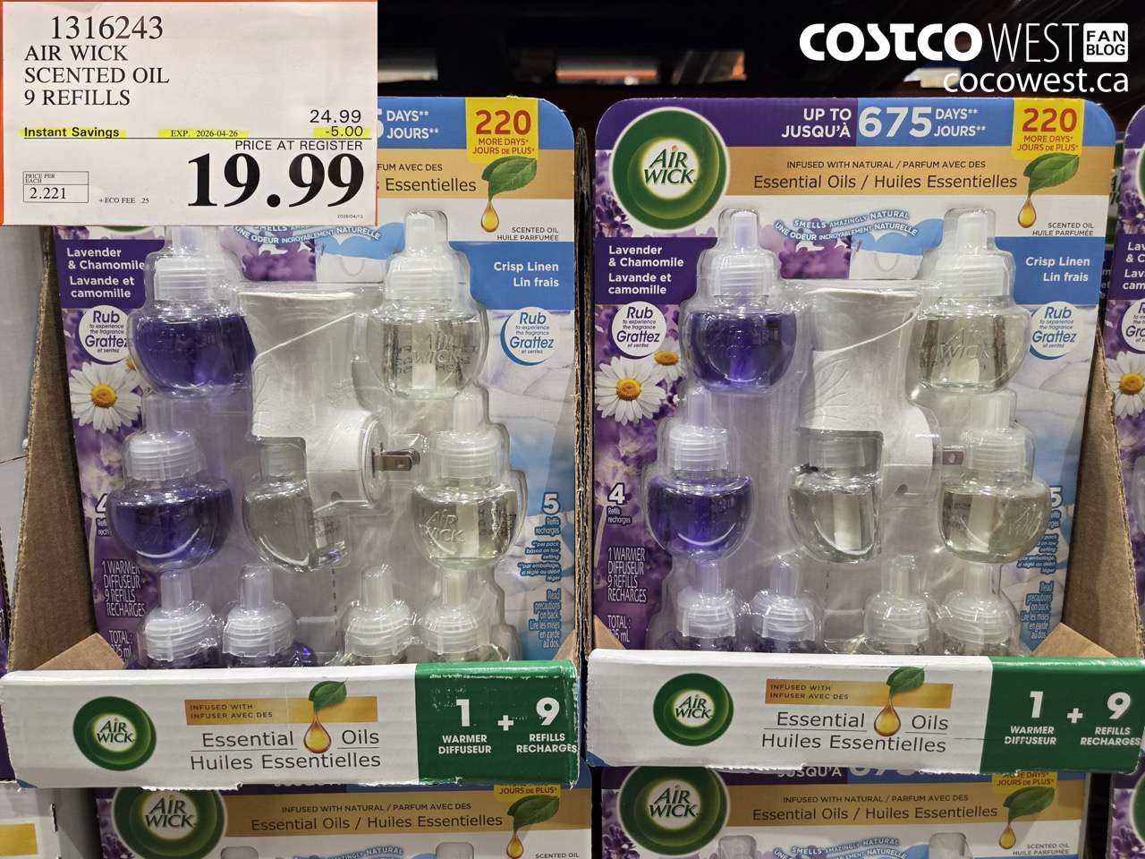 1316243 AIR WICK SCENTED OIL 9 REFILLS ($5.00 INSTANT SAVINGS EXPIRES ON 2026-04-26) $19.99