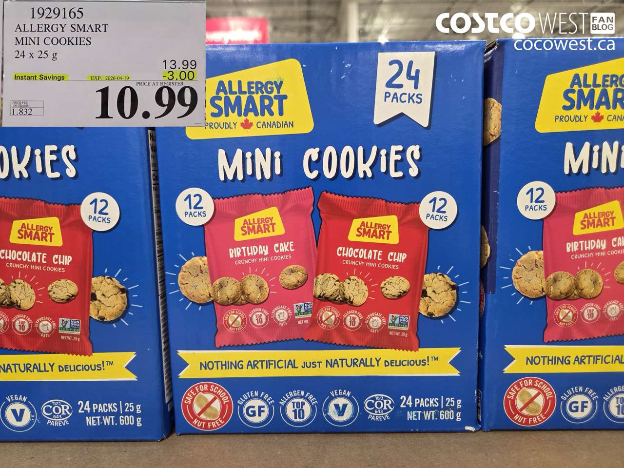 1929165 ALLERGY SMART MINI COOKIES 24 X 25G ($3.00 INSTANT SAVINGS EXPIRES ON 2026-04-19) $10.99