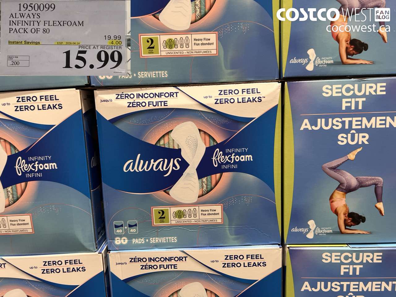 1950099 ALWAYS INFINITY FLEXFOAM PACK OF 80 ($4.00 INSTANT SAVINGS EXPIRES ON 2026-04-14) $15.99