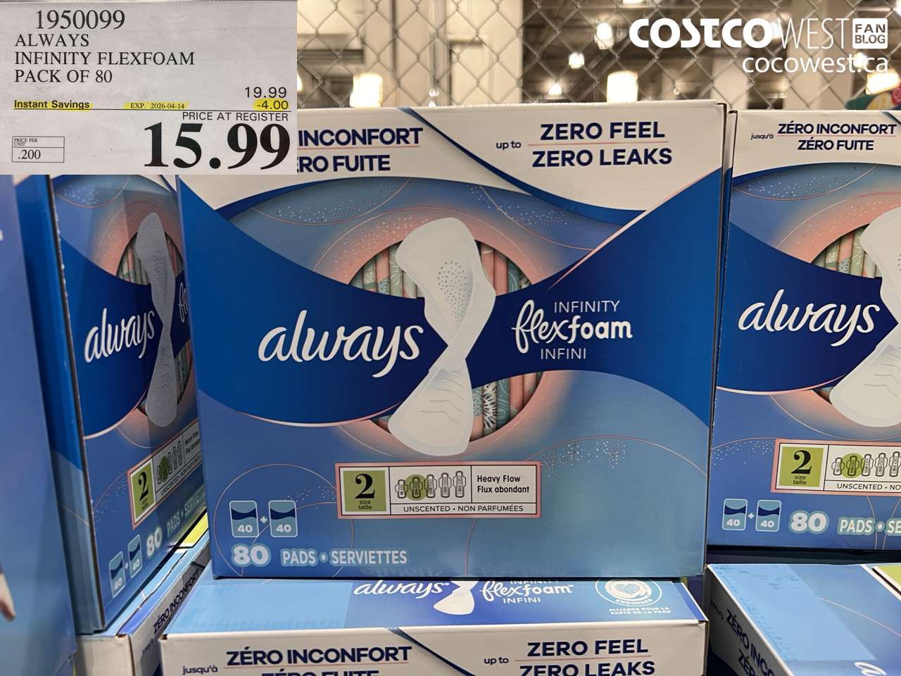 195099 ALWAYS INFINITY FLEXFOAM PACK OF 80 ($4.00 INSTANT SAVINGS EXPIRES ON 2026-04-14) $15.99