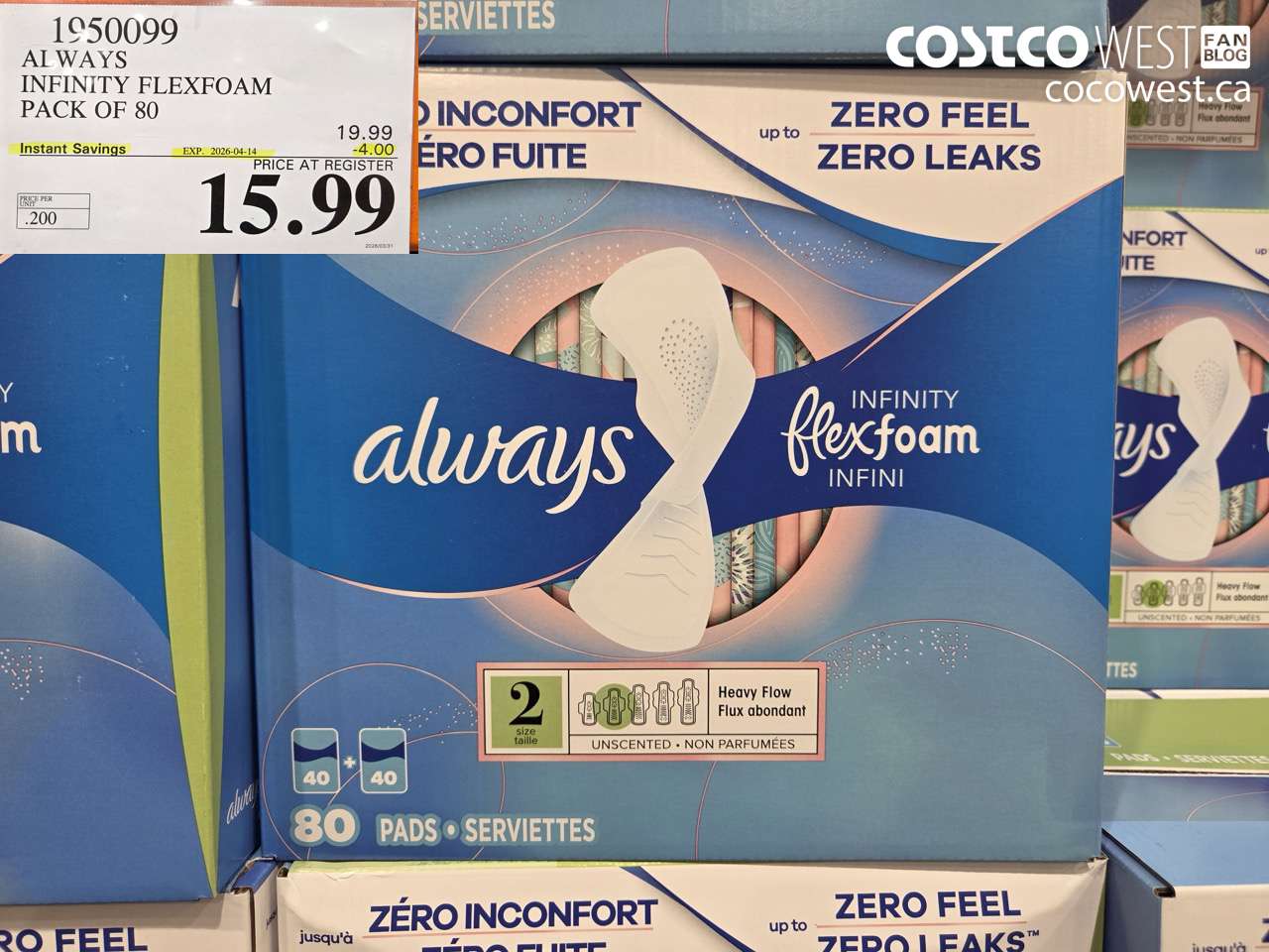 1950099 ALWAYS INFINITY FLEXFOAM PACK OF 80 ($4.00 INSTANT SAVINGS EXPIRES ON 2026-04-14) $15.99