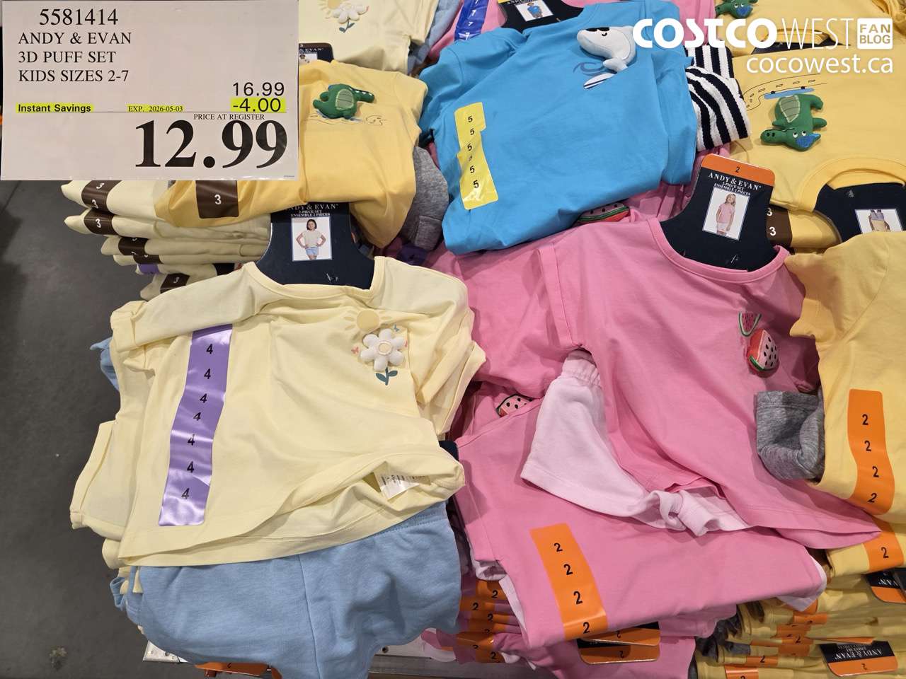 5581414 ANDY & EVAN 3D PUFF SET KIDS SIZES 2-7 ($4.00 INSTANT SAVINGS EXPIRES ON 2026-05-03) $12.99