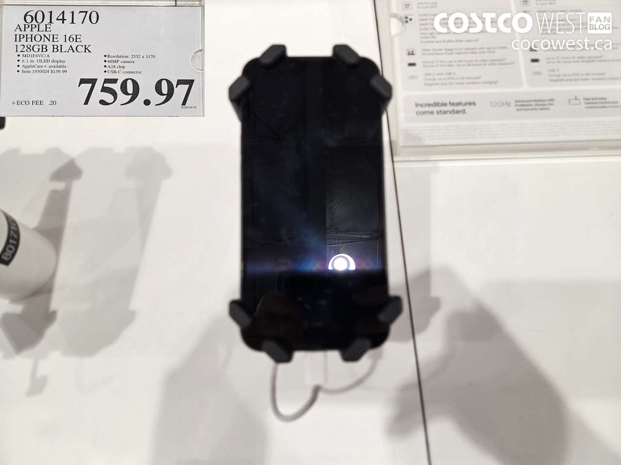 6014170 APPLE IPHONE 16E 128GB BLACK $759.97