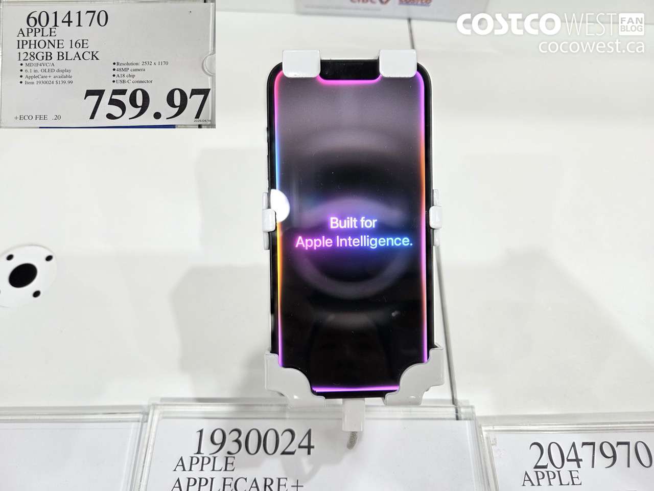6014170 APPLE IPHONE 16E 128GB BLACK $759.97