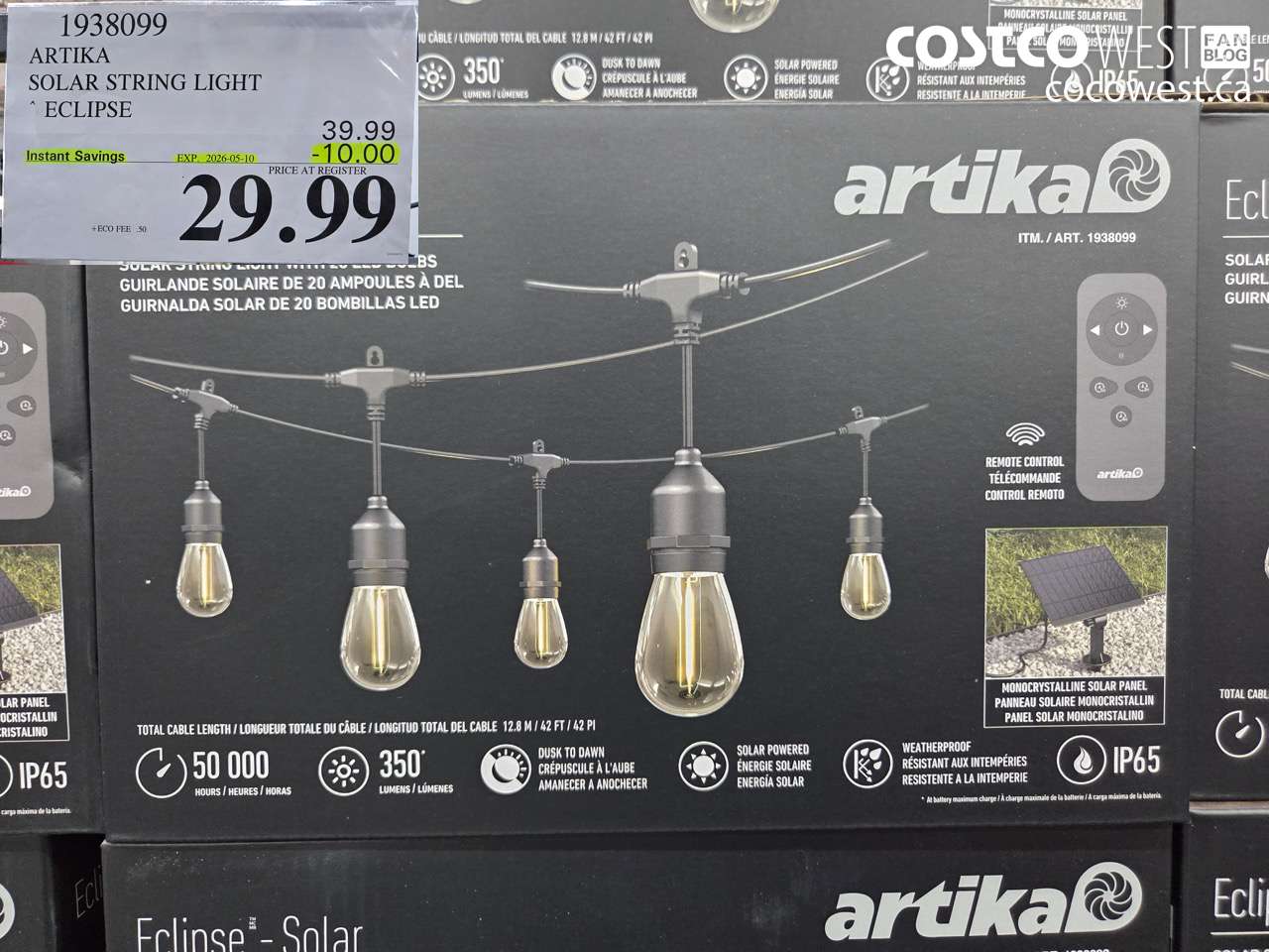 1938099 ARTIKA SOLAR STRING LIGHT ECLIPSE ($10.00 INSTANT SAVINGS EXPIRES ON 2026-05-10) $29.99