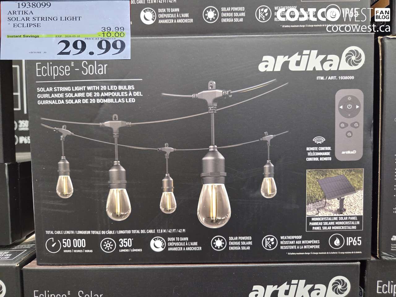 1938099 ARTIKA SOLAR STRING LIGHT ECLIPSE ($10.00 INSTANT SAVINGS EXPIRES ON 2026-05-10) $29.99