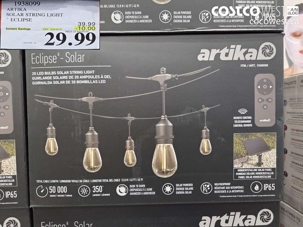 1938099 ARTIKA SOLAR STRING LIGHT ECLIPSE ($10.00 INSTANT SAVINGS EXPIRES ON 2026-05-10) $29.99