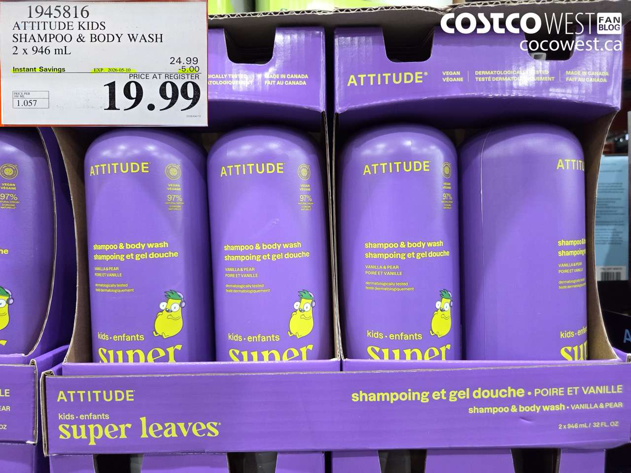 1945816 ATTITUDE KIDS SHAMPOO & BODY WASH 2 X 946ML ($5.00 INSTANT SAVINGS EXPIRES ON 2026-05-10) $19.99