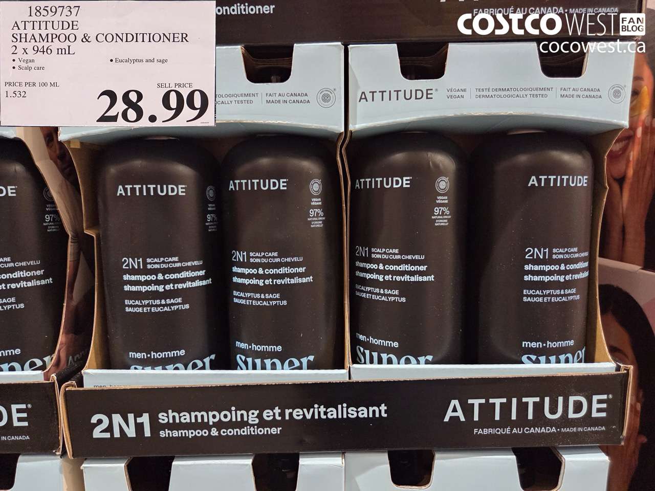 1859737 ATTITUDE SHAMPOO & CONDITIONER 2 X 946 ML $28.99