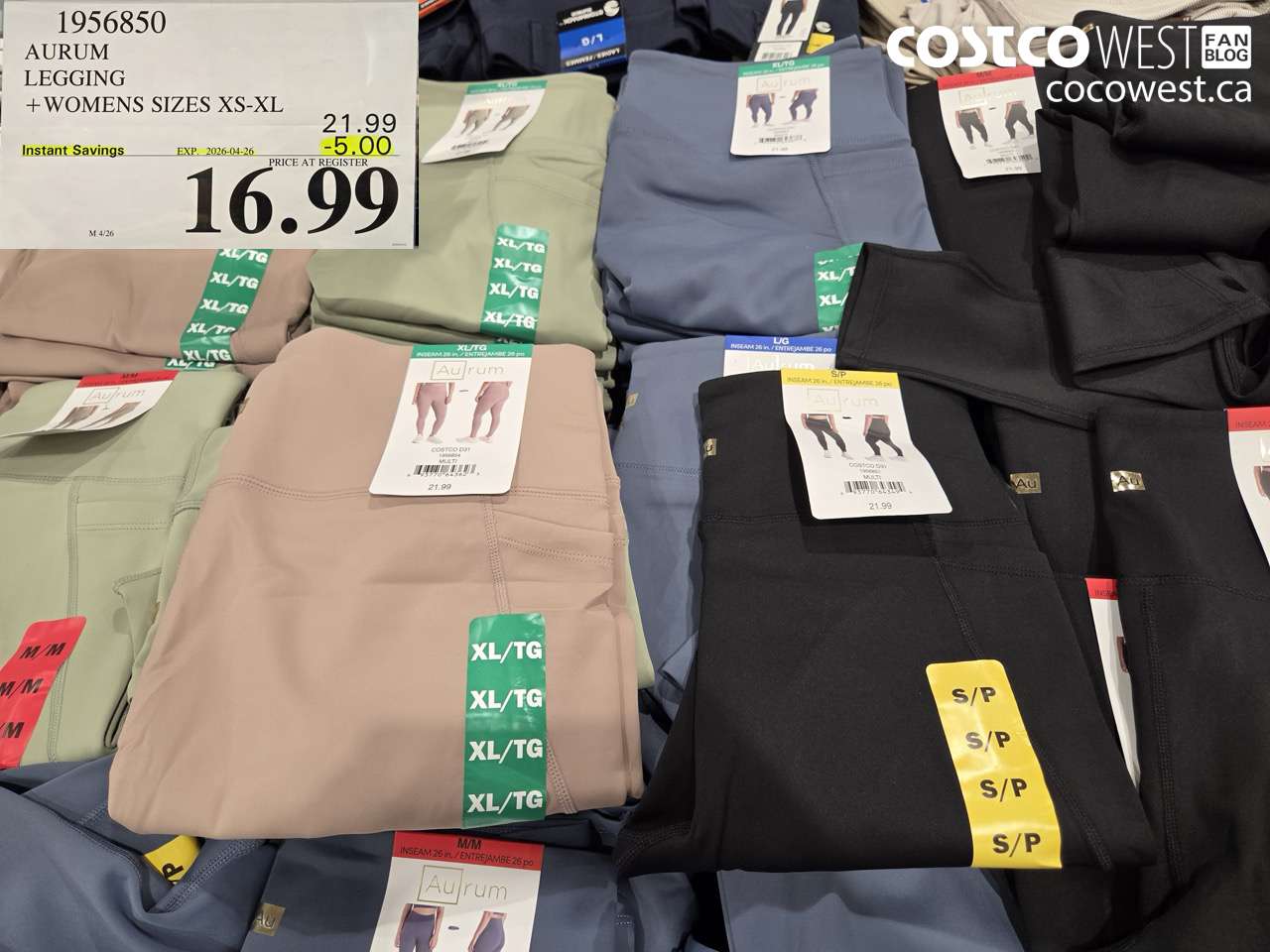 1956850 AURUM LEGGING + WOMENS SIZES XS-XL ($5.00 INSTANT SAVINGS EXPIRES ON 2026-04-26) $16.99