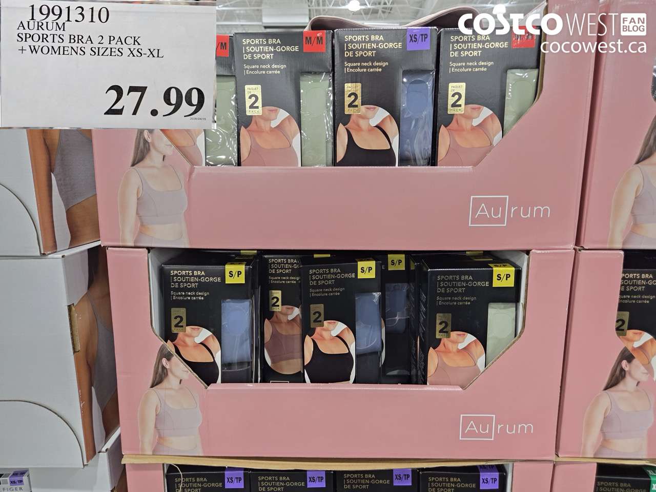 1991310 AURUM SPORTS BRA 2 PACK + WOMENS SIZES XS-XL $27.99