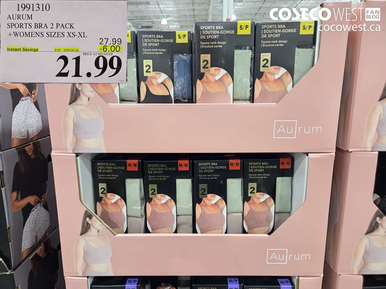 1991310 AURUM SPORTS BRA 2 PACK + WOMENS SIZES XS-XL ($6.00 INSTANT SAVINGS EXPIRES ON 2026-04-26) $21.99