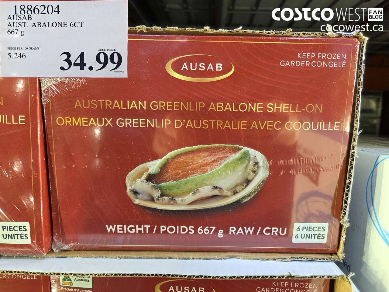 1886204 AUSAB AUST. ABALONE 6CT 667 G $34.99