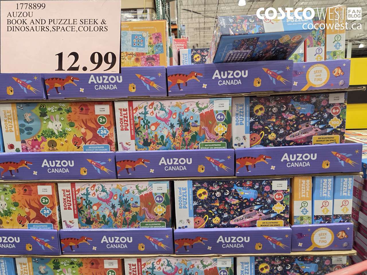 1778899 AUZOU BOOK AND PUZZLE SEEK & DINOSAURS, SPACE, COLORS $12.99