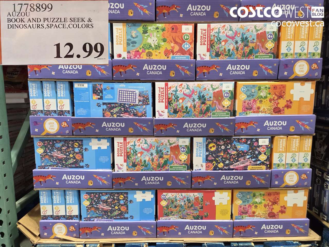 1778899 AUZOU BOOK AND PUZZLE SEEK & DINOSAURS, SPACE, COLORS $12.99