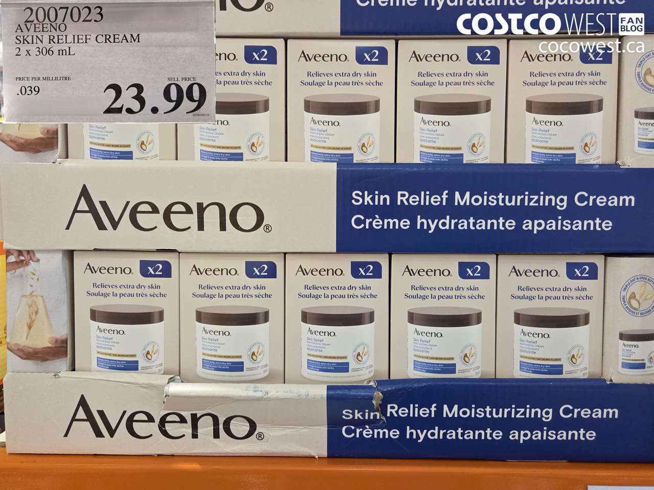 2007023 AVEENO SKIN RELIEF CREAM 2 X 306 ML $23.99