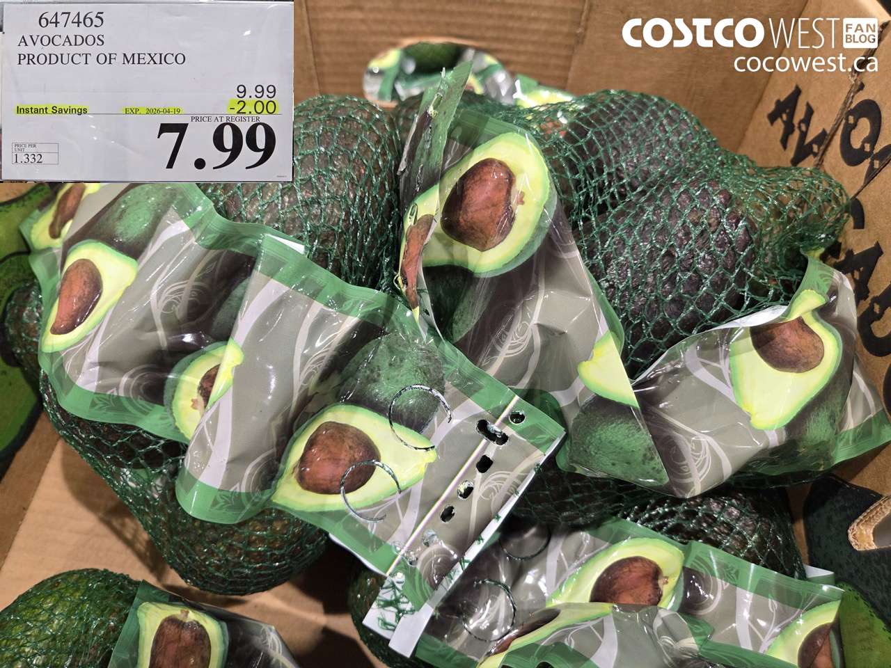 647465 AVOCADOS PRODUCT OF MEXICO ($2.00 INSTANT SAVINGS EXPIRES ON 2026-04-19) $7.99