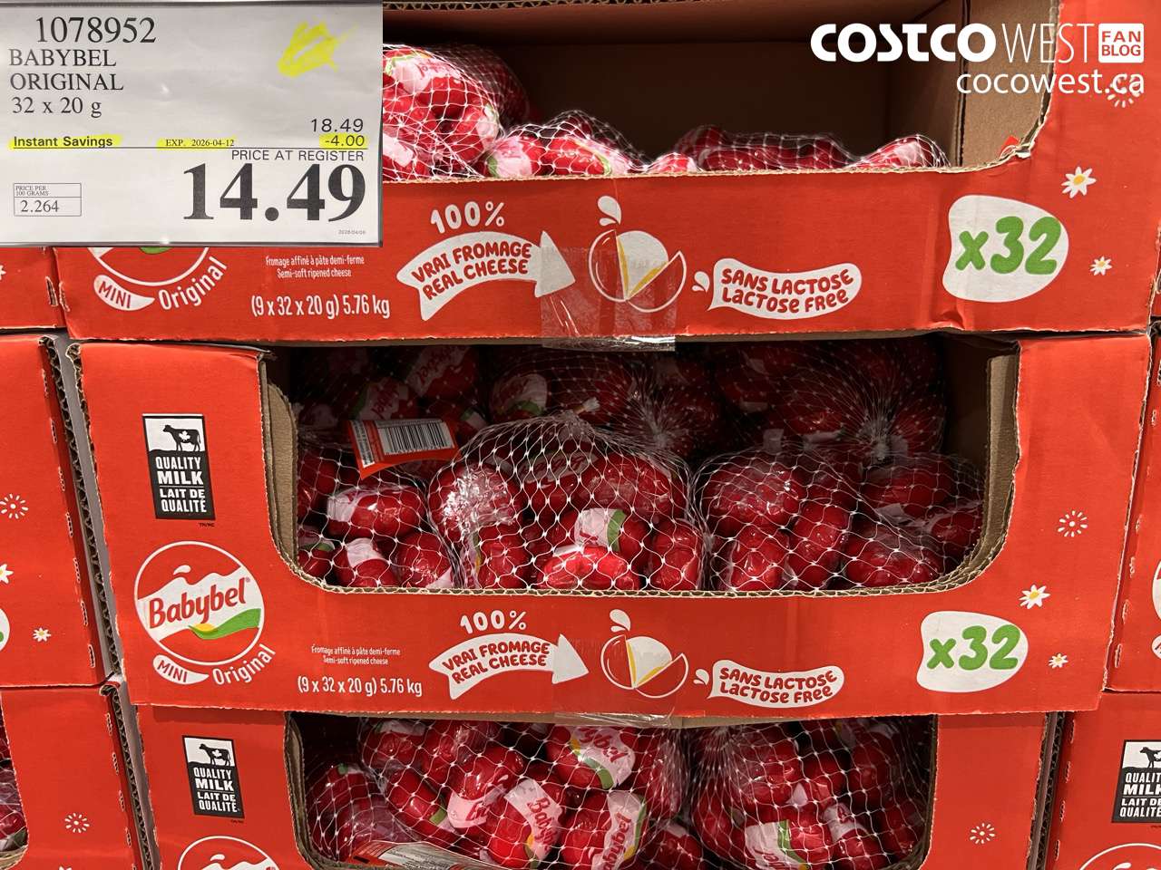 1078952 BABYBEL ORIGINAL 32 X 20 G ($4.00 INSTANT SAVINGS EXPIRES ON 2026-04-12) $14.49