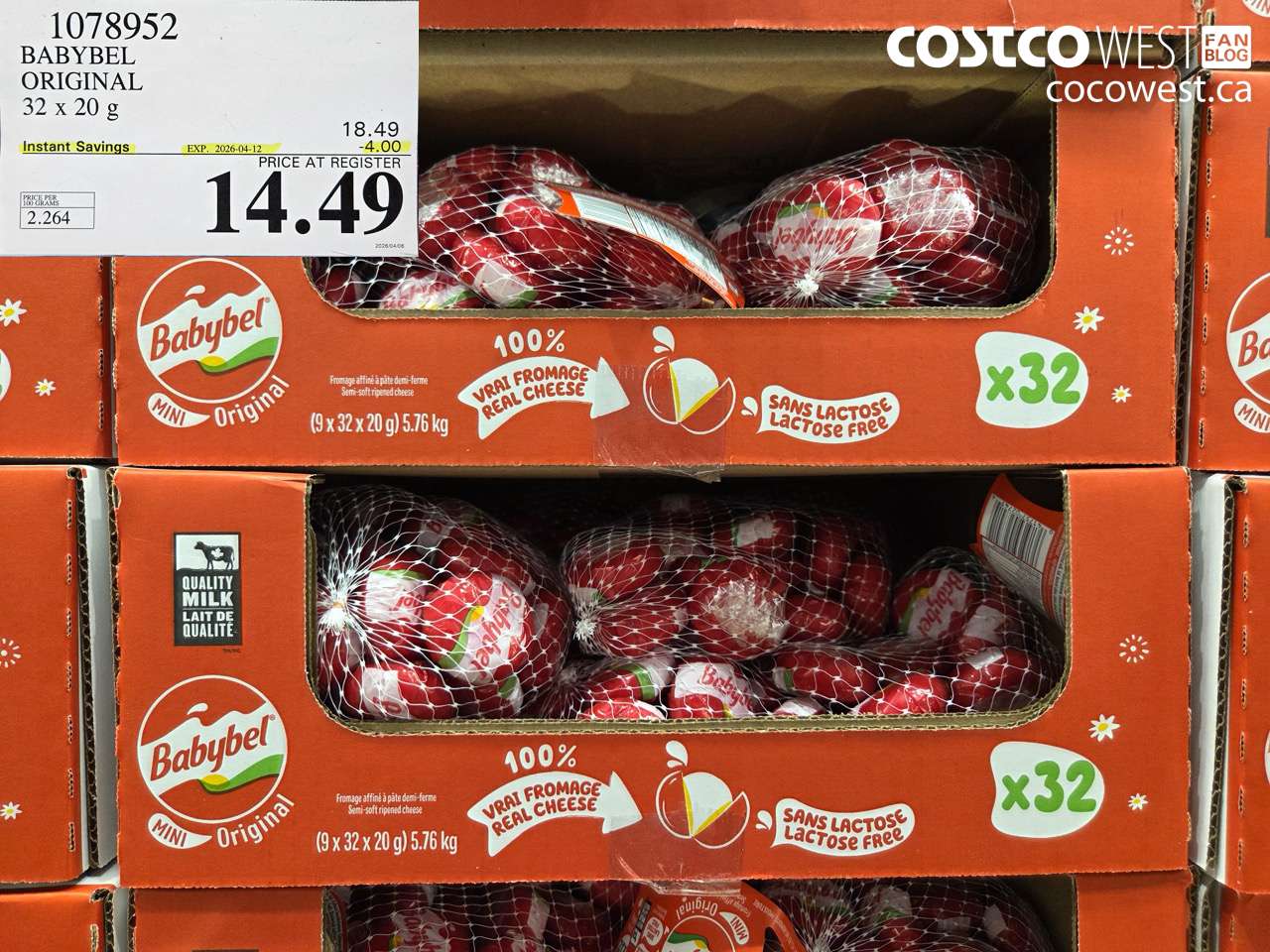 1078952 BABYBEL ORIGINAL 32 X 20 G ($4.00 INSTANT SAVINGS EXPIRES ON 2026-04-12) $14.49