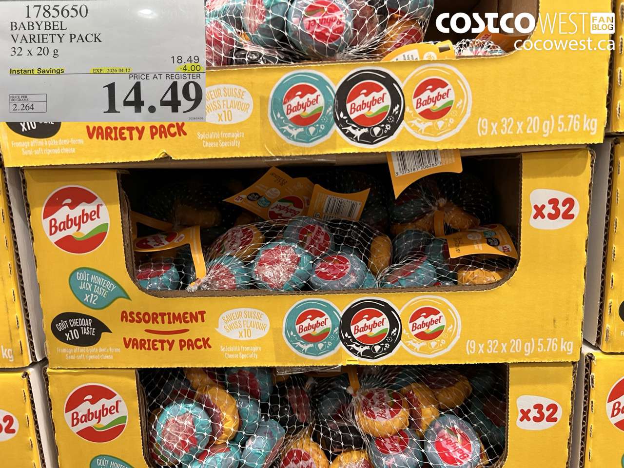 1785650 BABYBEL VARIETY PACK 32 X 20 G ($4.00 INSTANT SAVINGS EXPIRES ON 2026-04-12) $14.49